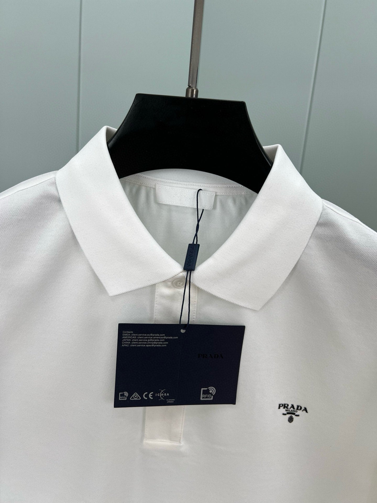 PRADA Classic 3D Logo Polo Shirt – Black/White – Sizes S–XXL
