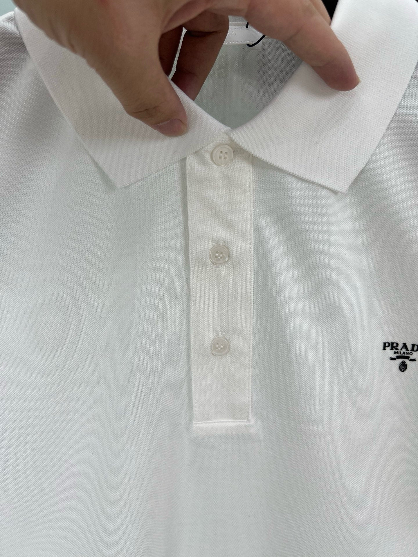 PRADA Classic 3D Logo Polo Shirt – Black/White – Sizes S–XXL