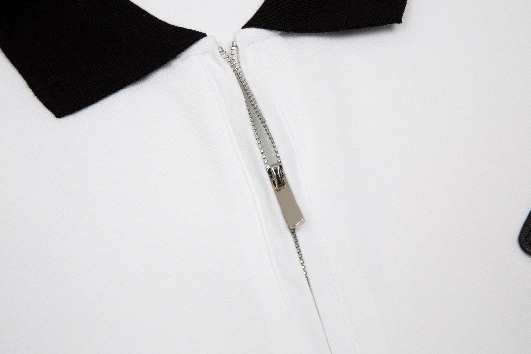 PRADA 2024SS Knit Stretch Polo Shirt – White – Sizes M–3XL