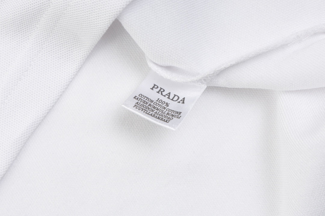 PRADA 2024SS Knit Stretch Polo Shirt – White – Sizes M–3XL