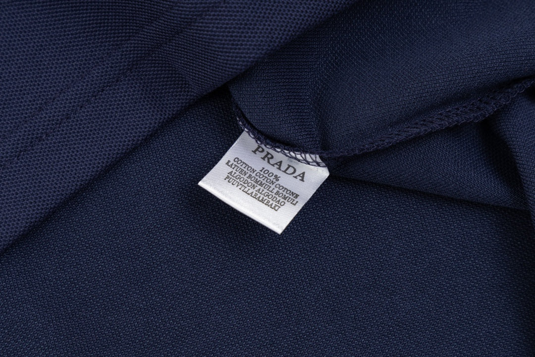 PRADA Contrast Collar Logo Triangle Polo Shirt – Royal Blue – Sizes M–3XL