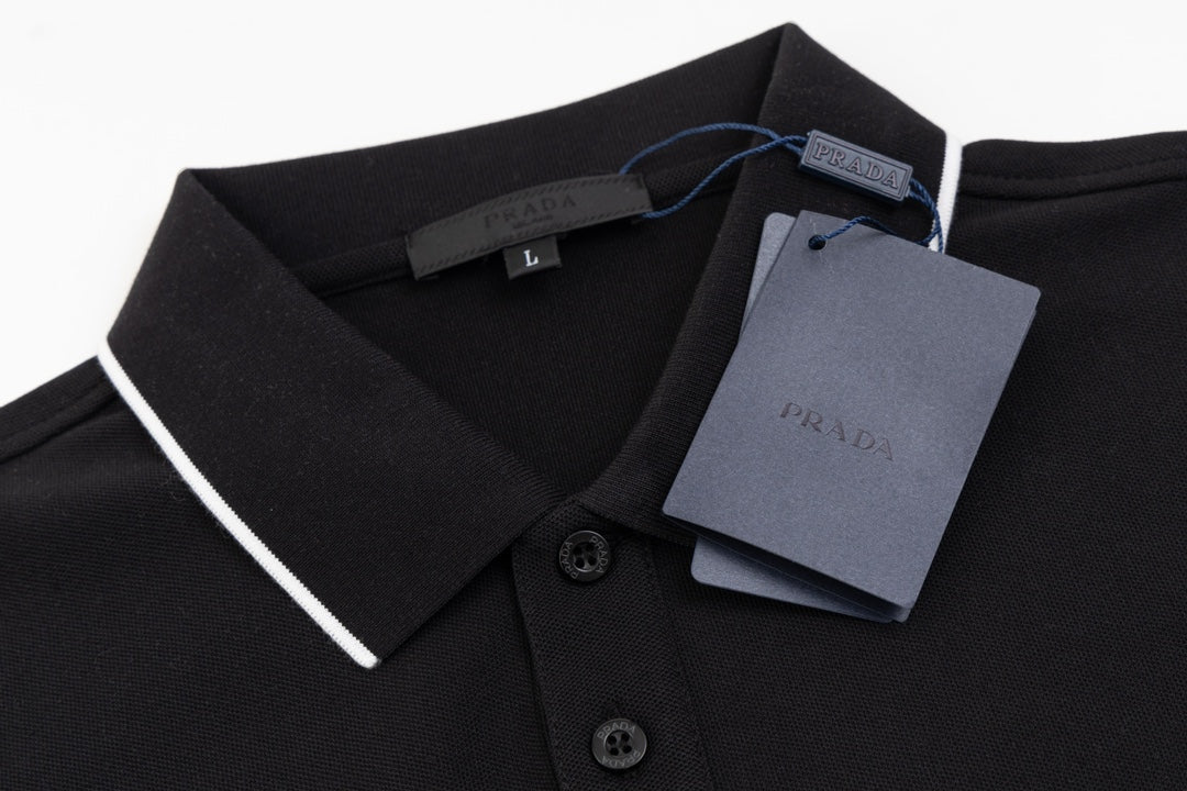 PRADA Contrast Collar Logo Triangle Polo Shirt – Royal Blue – Sizes M–3XL