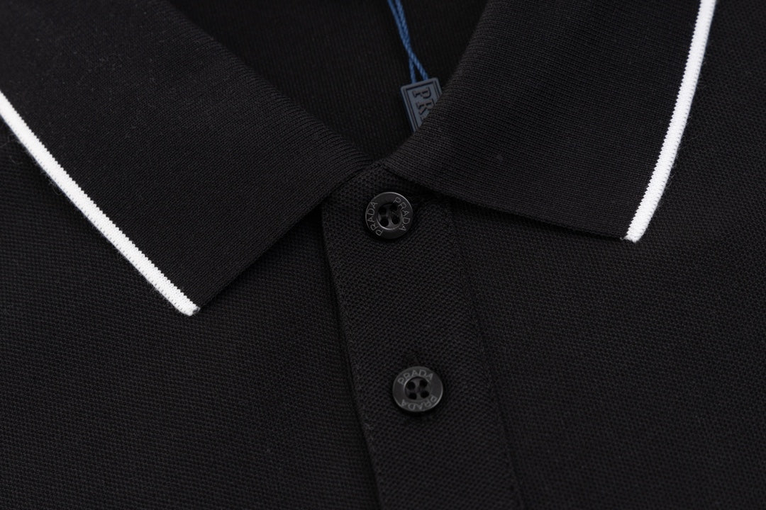 PRADA Contrast Collar Logo Triangle Polo Shirt – Royal Blue – Sizes M–3XL