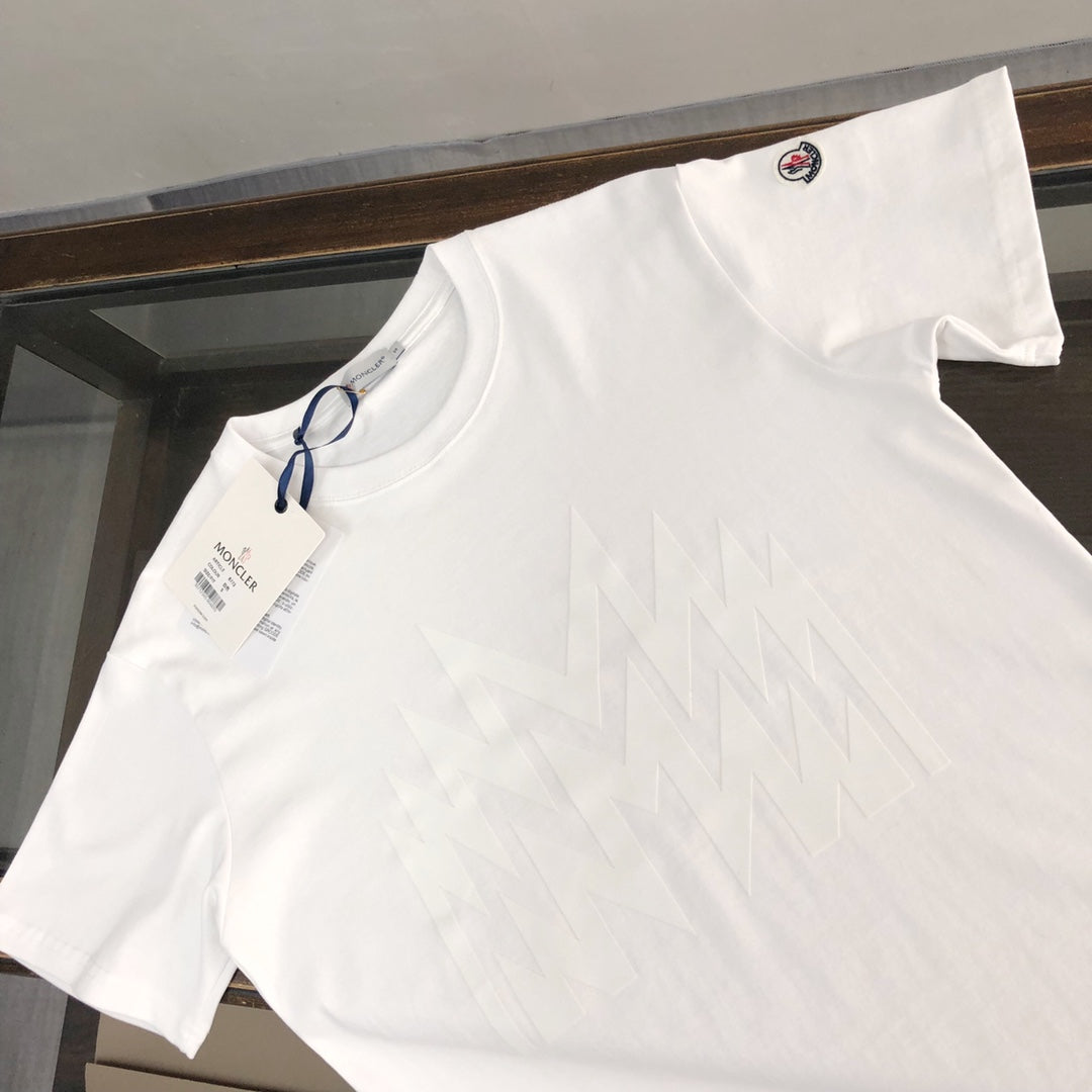 MONCLER Premium Cotton T-Shirt – 260g Washed Fabric – Velour “M” Logo – Sizes S–XL