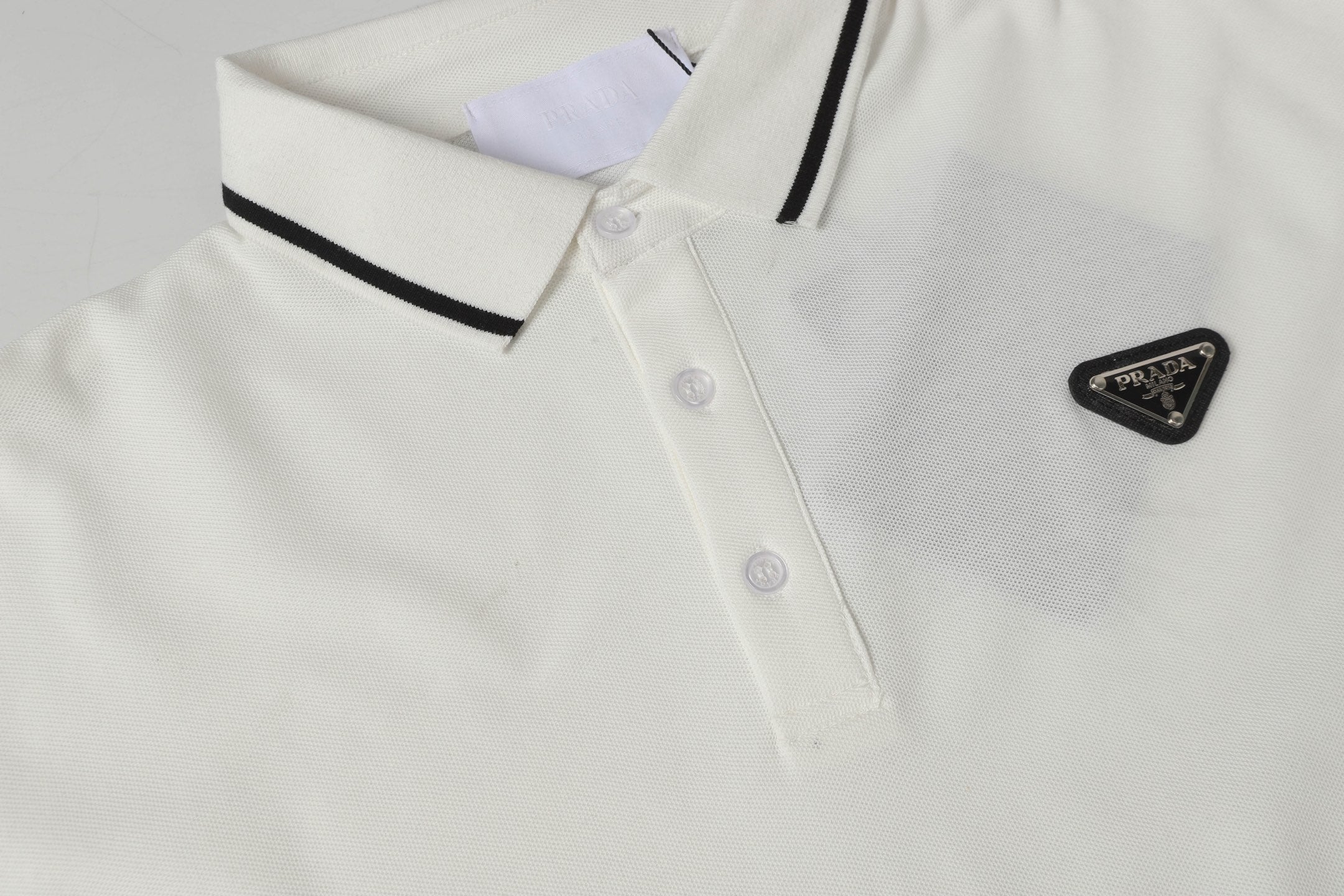 PRADA Essential Embroidered Logo Polo Shirt – Black – Sizes M–3XL