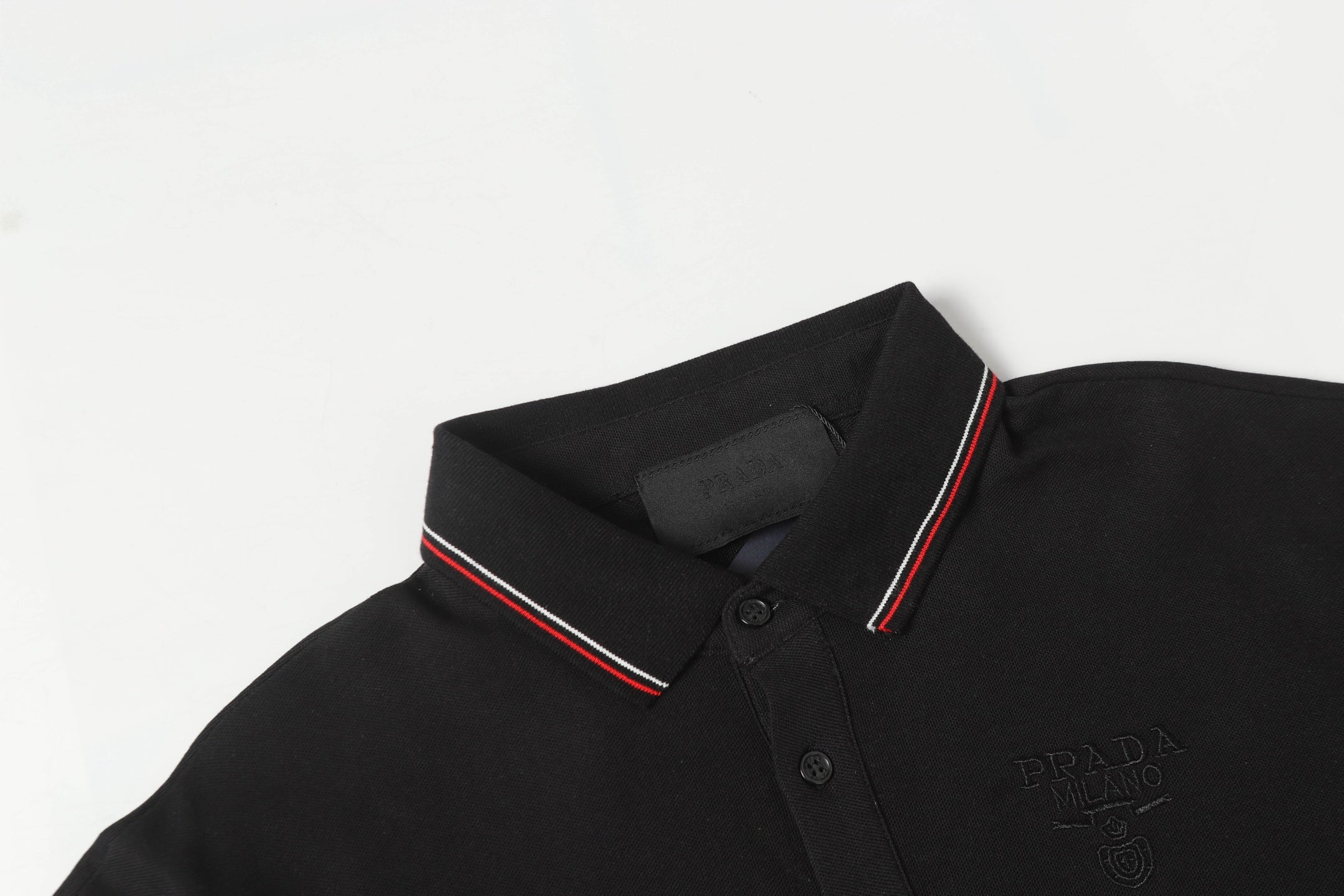 PRADA Essential Embroidered Logo Polo Shirt – Black – Sizes M–3XL