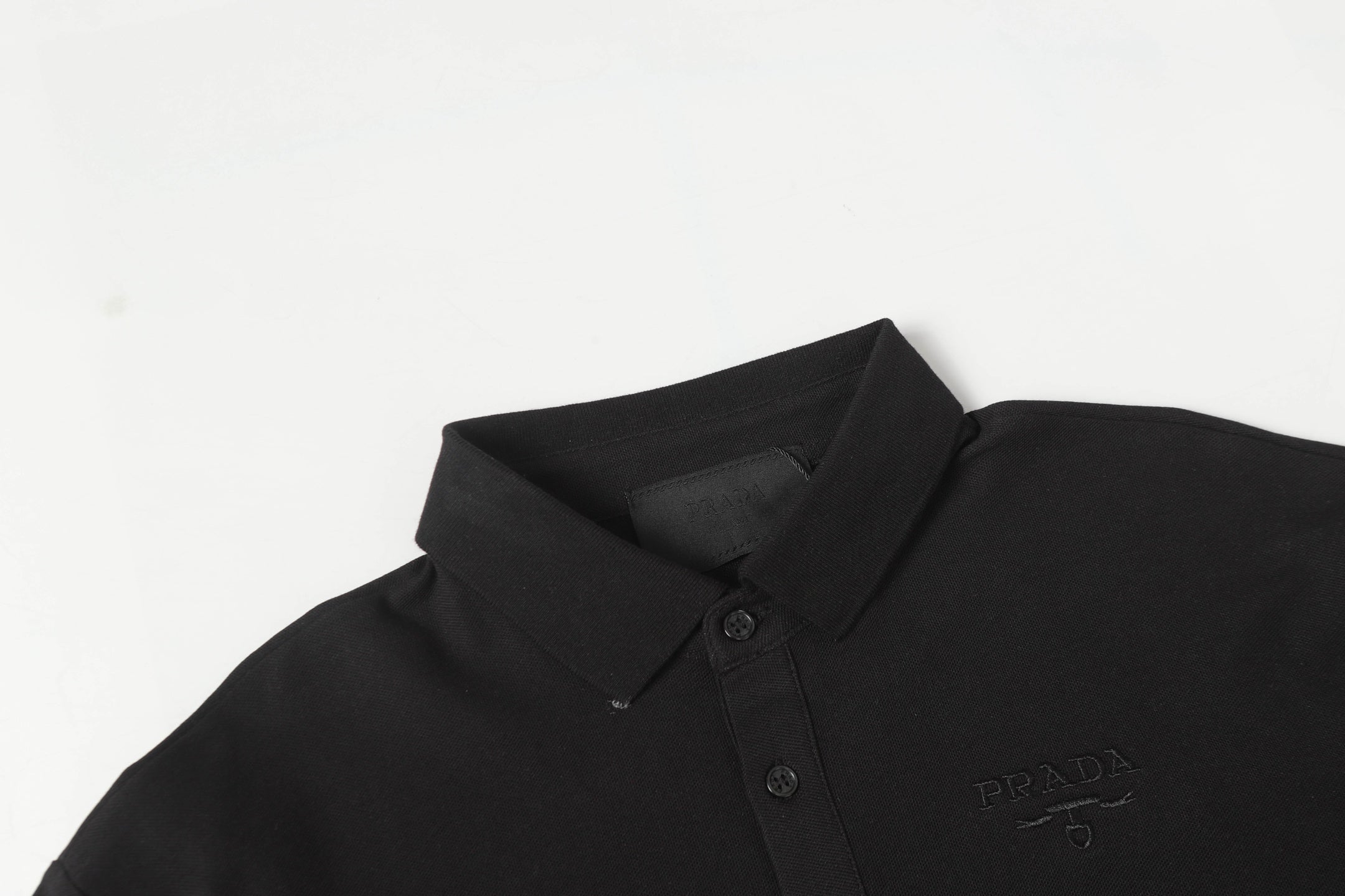 PRADA Essential Embroidered Logo Polo Shirt – Black – Sizes M–3XL