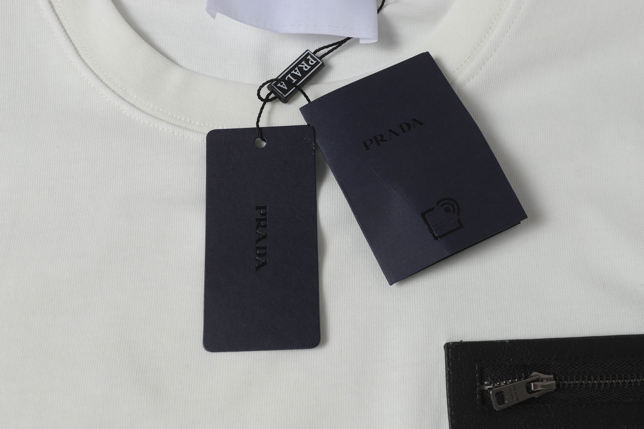 PRADA Essential Leather Pocket T-Shirt – Black – Sizes M–3XL