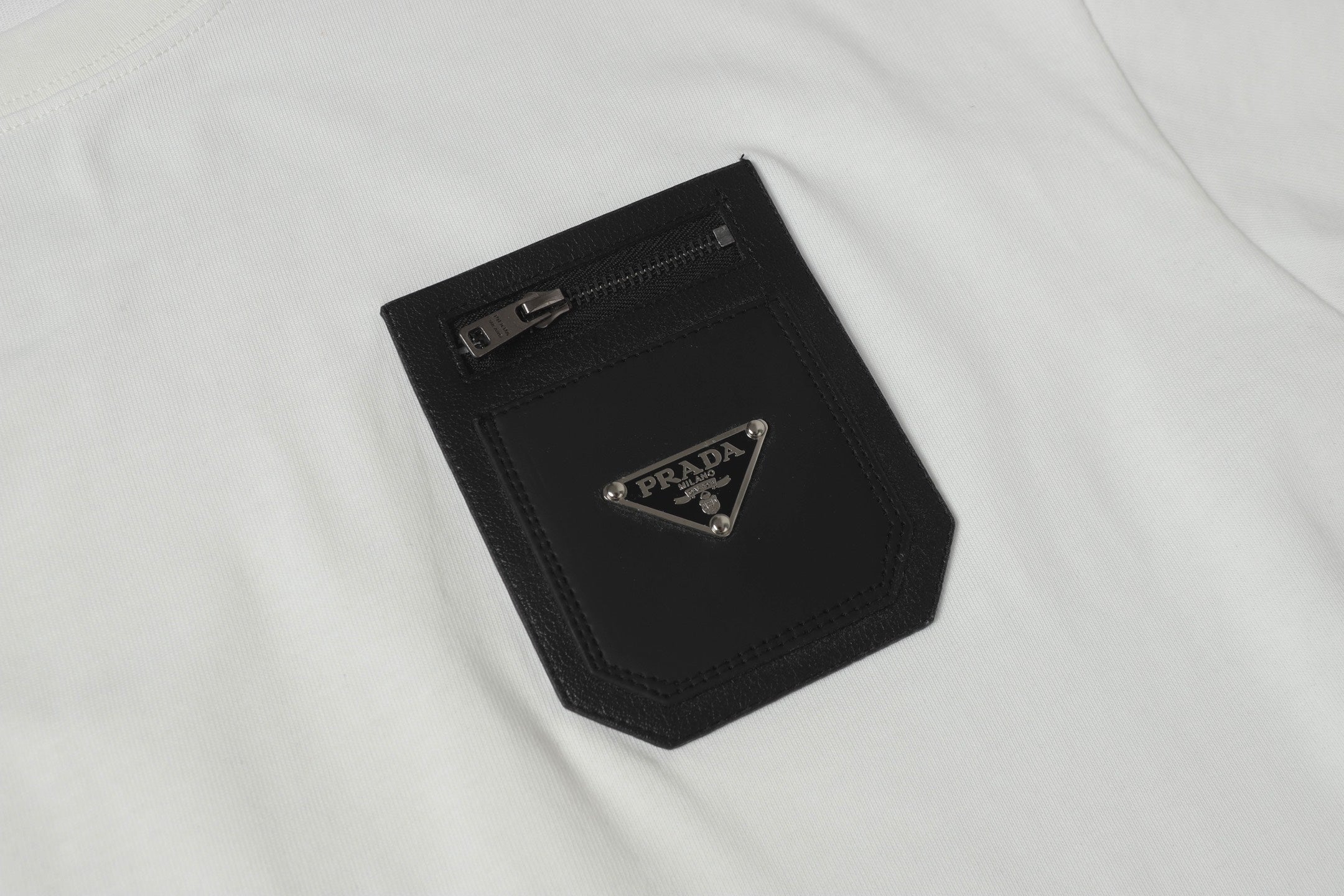 PRADA Essential Leather Pocket T-Shirt – Black – Sizes M–3XL