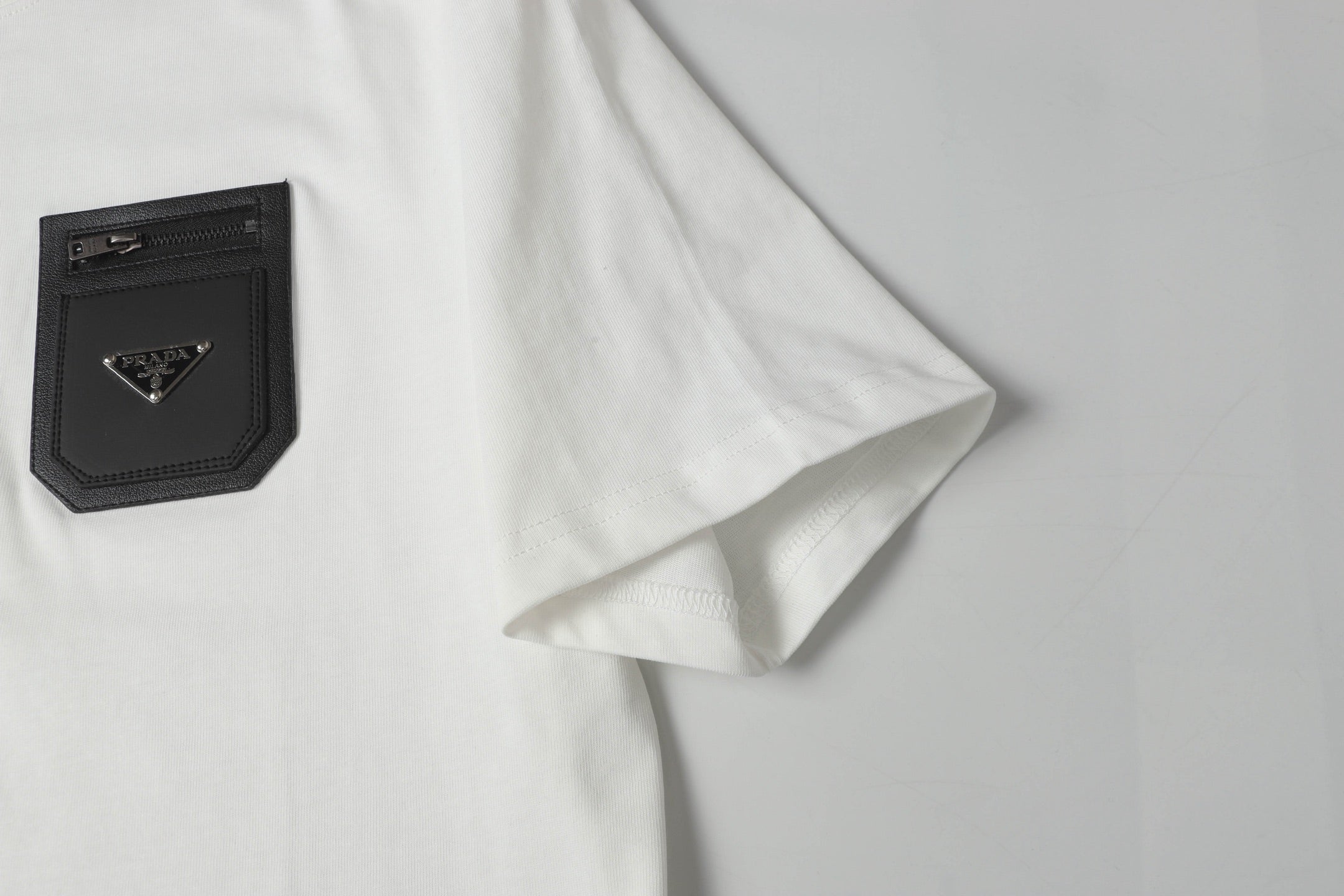 PRADA Essential Leather Pocket T-Shirt – Black – Sizes M–3XL