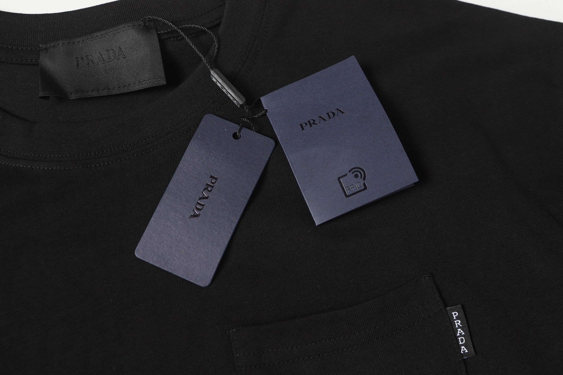 PRADA Essential Label Pocket T-Shirt – Black – Sizes M–3XL