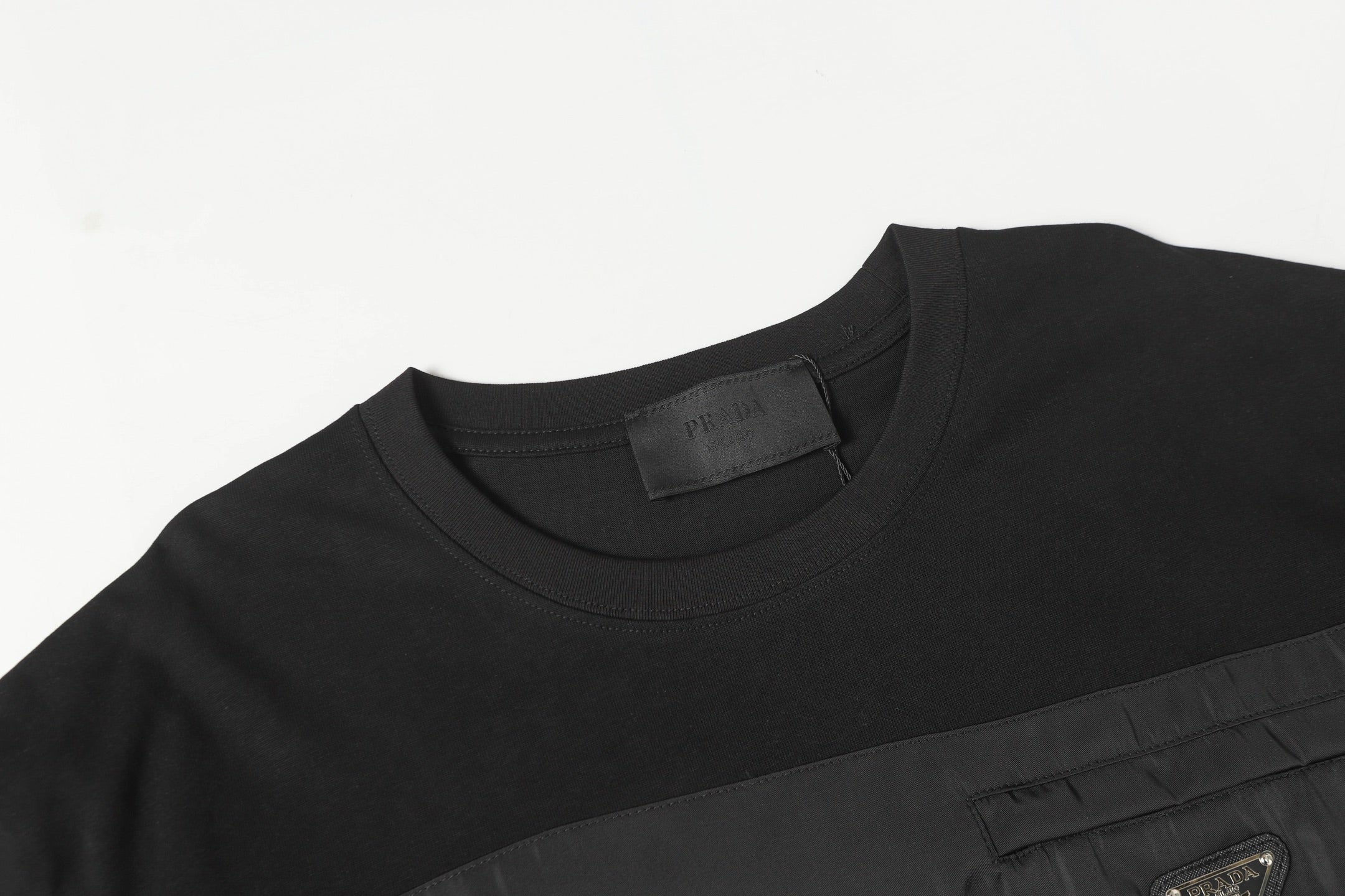 PRADA Essential Label Pocket T-Shirt – Black – Sizes M–3XL