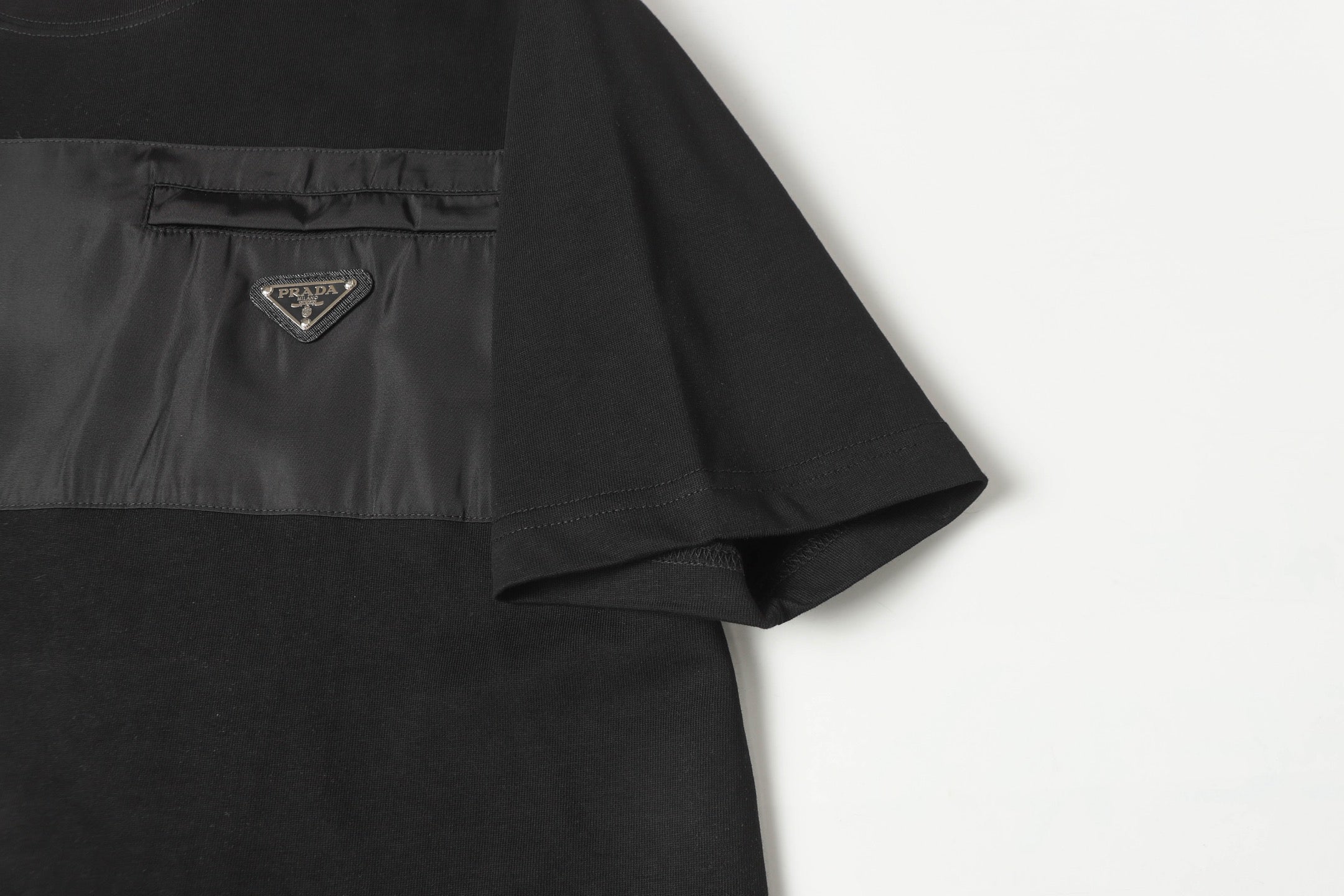 PRADA Essential Label Pocket T-Shirt – Black – Sizes M–3XL
