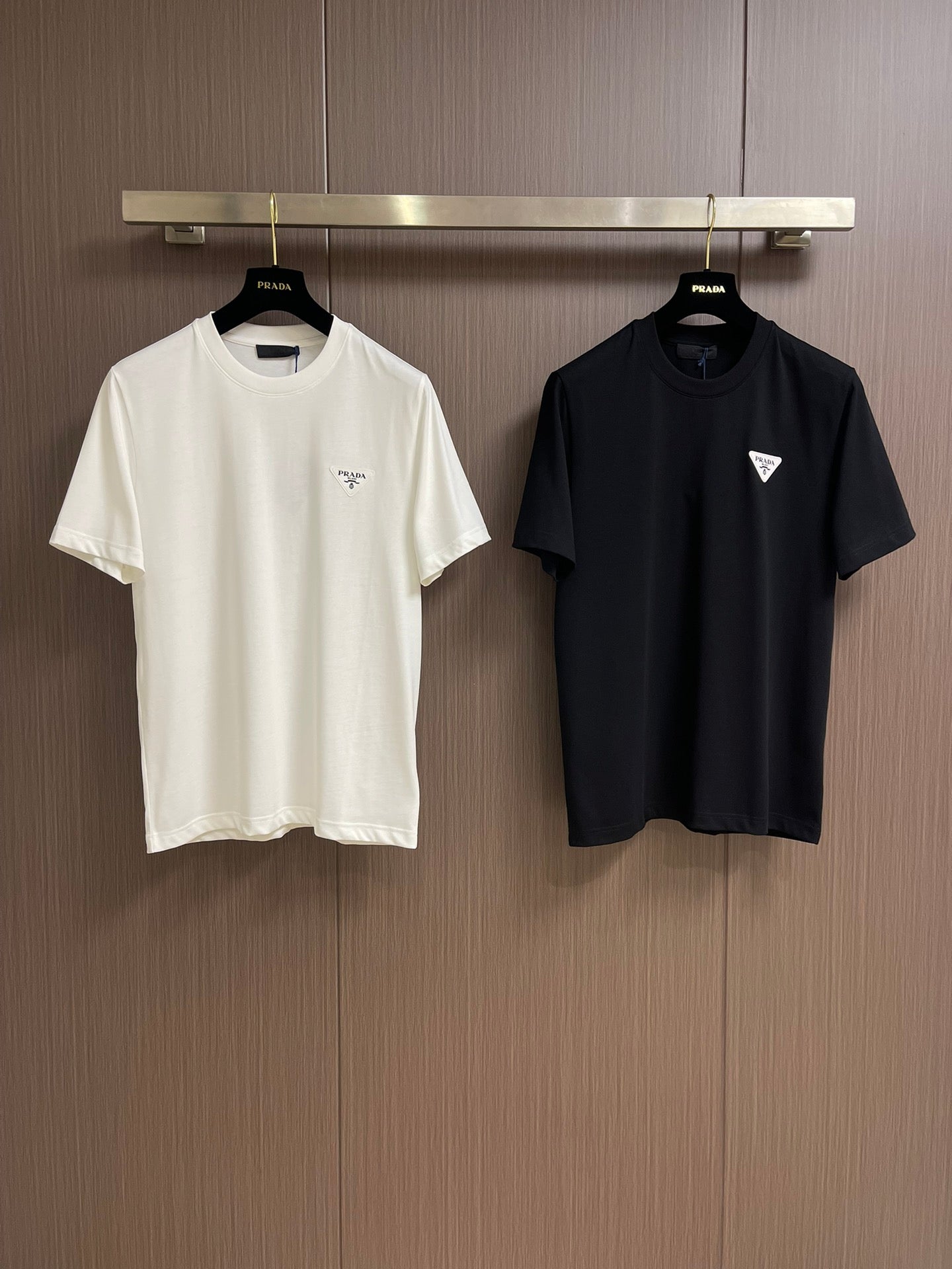 PRADA Triangle Logo Chest T-Shirt – Black/White – Sizes S–XXL