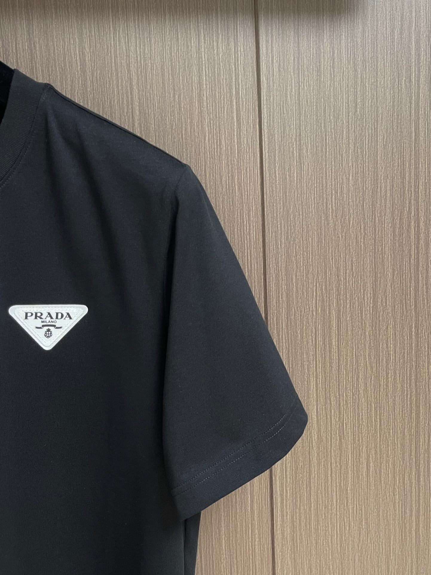 PRADA Triangle Logo Chest T-Shirt – Black/White – Sizes S–XXL