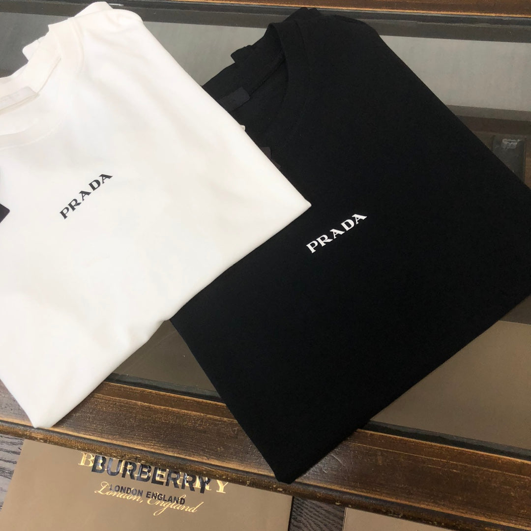 PRADA Logo Silicone Print T-Shirt – Black/White – Sizes S–XXL
