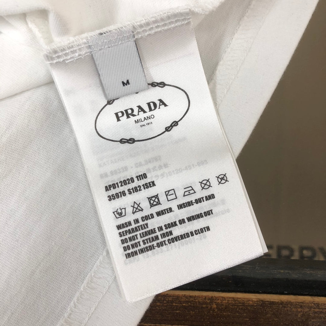 PRADA Logo Silicone Print T-Shirt – Black/White – Sizes S–XXL