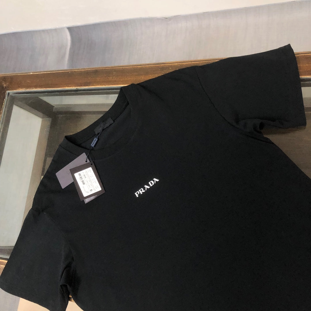 PRADA Silicone Logo Print T-Shirt – Black/White – Sizes S–XXL
