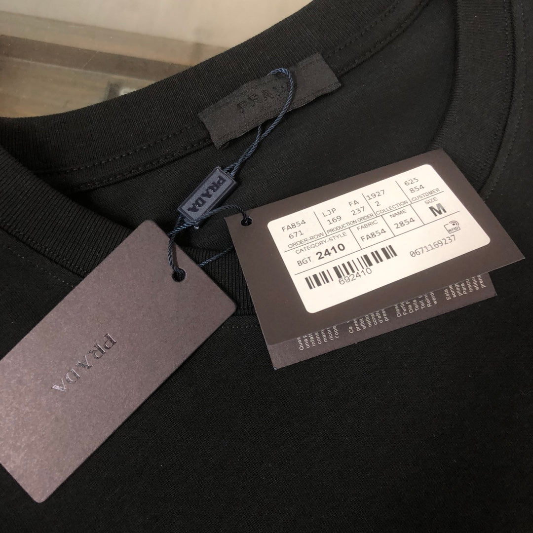 PRADA Silicone Logo Print T-Shirt – Black/White – Sizes S–XXL