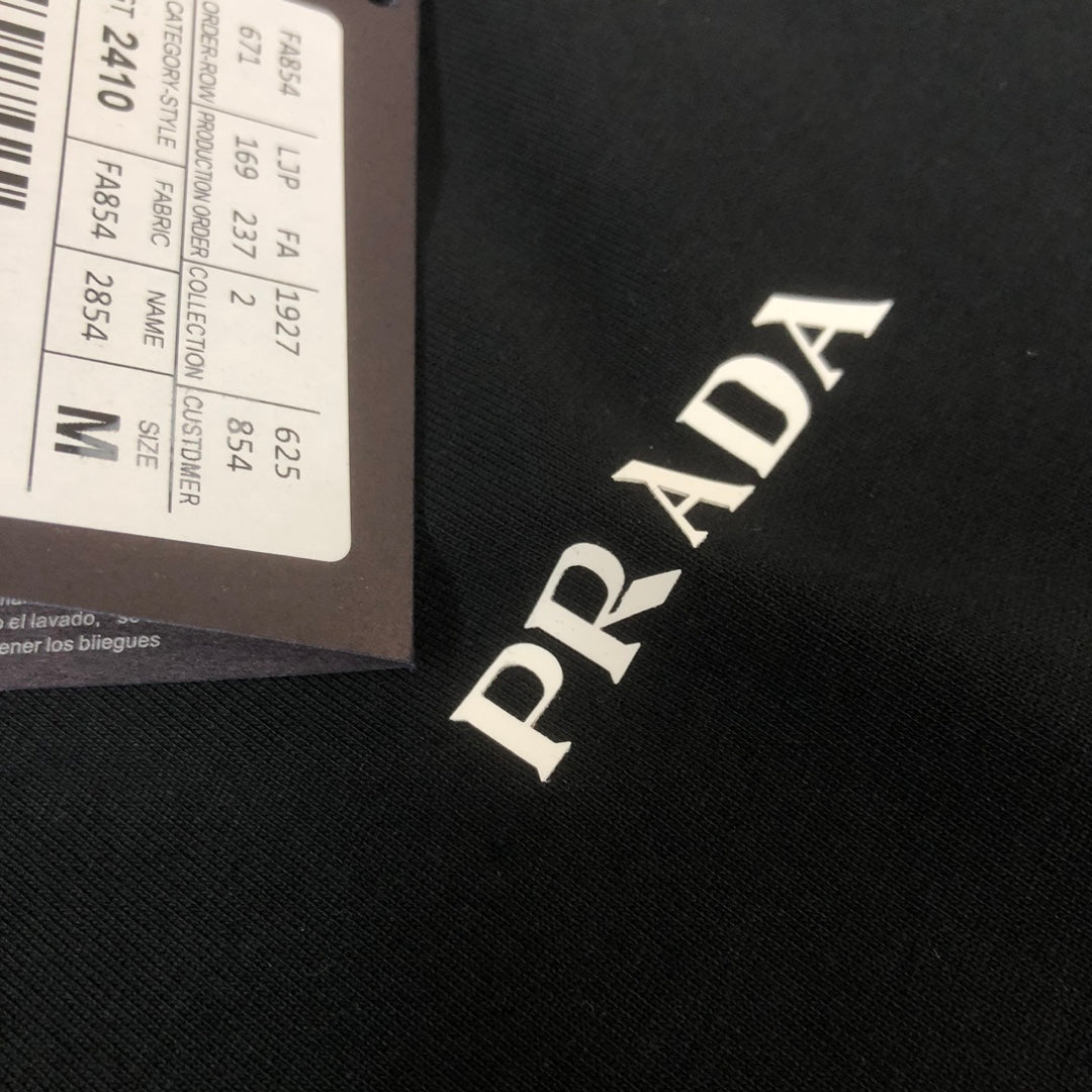 PRADA Silicone Logo Print T-Shirt – Black/White – Sizes S–XXL