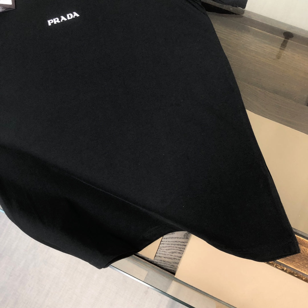 PRADA Silicone Logo Print T-Shirt – Black/White – Sizes S–XXL