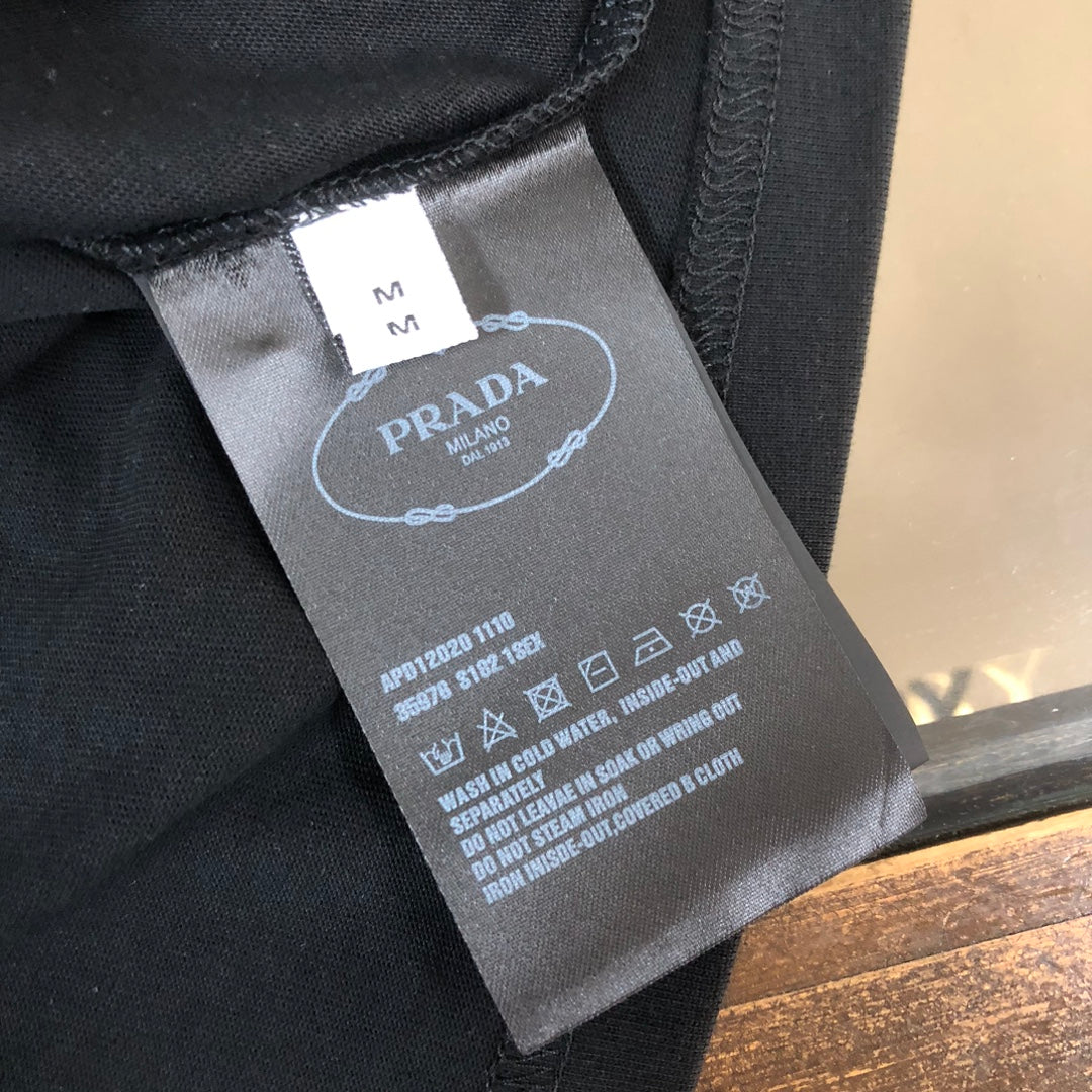 PRADA Silicone Logo Print T-Shirt – Black/White – Sizes S–XXL