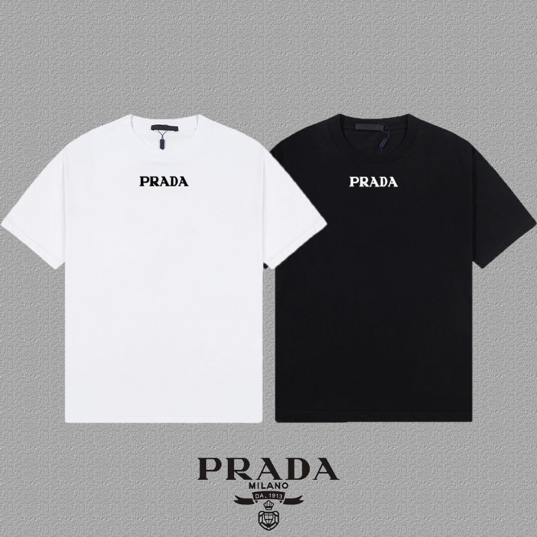 PRADA Logo Embossed Short-Sleeve T-Shirt | Premium Heavyweight Cotton | Unisex S–XXL