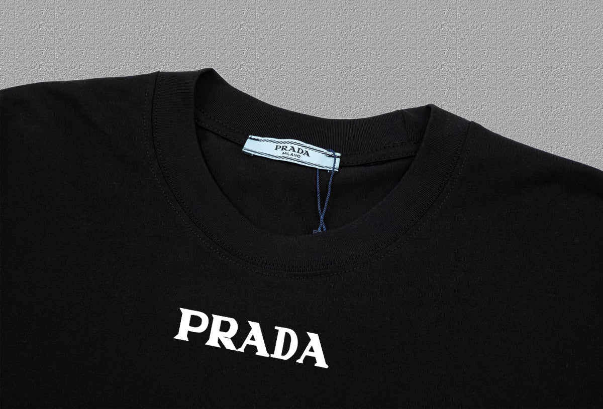 PRADA Logo Embossed Short-Sleeve T-Shirt | Premium Heavyweight Cotton | Unisex S–XXL