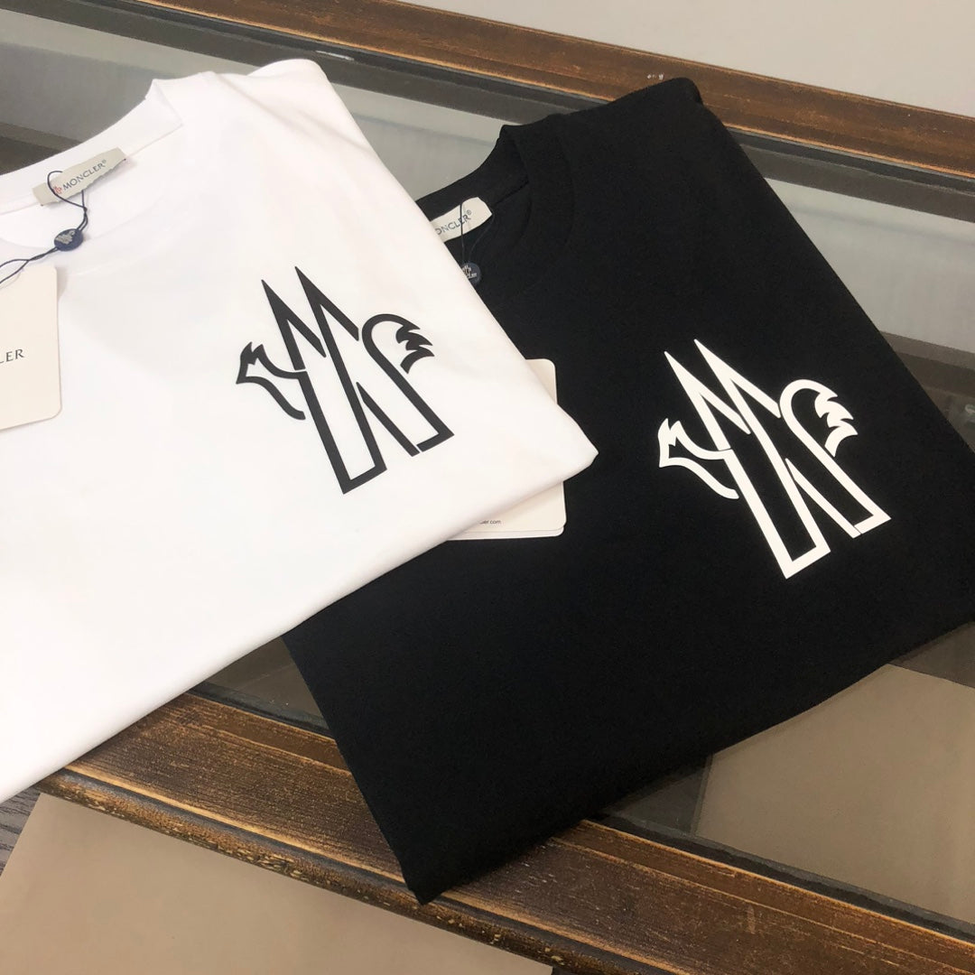 MONCLER New Couples’ Crewneck T-Shirt – 3D Logo Print – Premium Cotton – Sizes S–XL