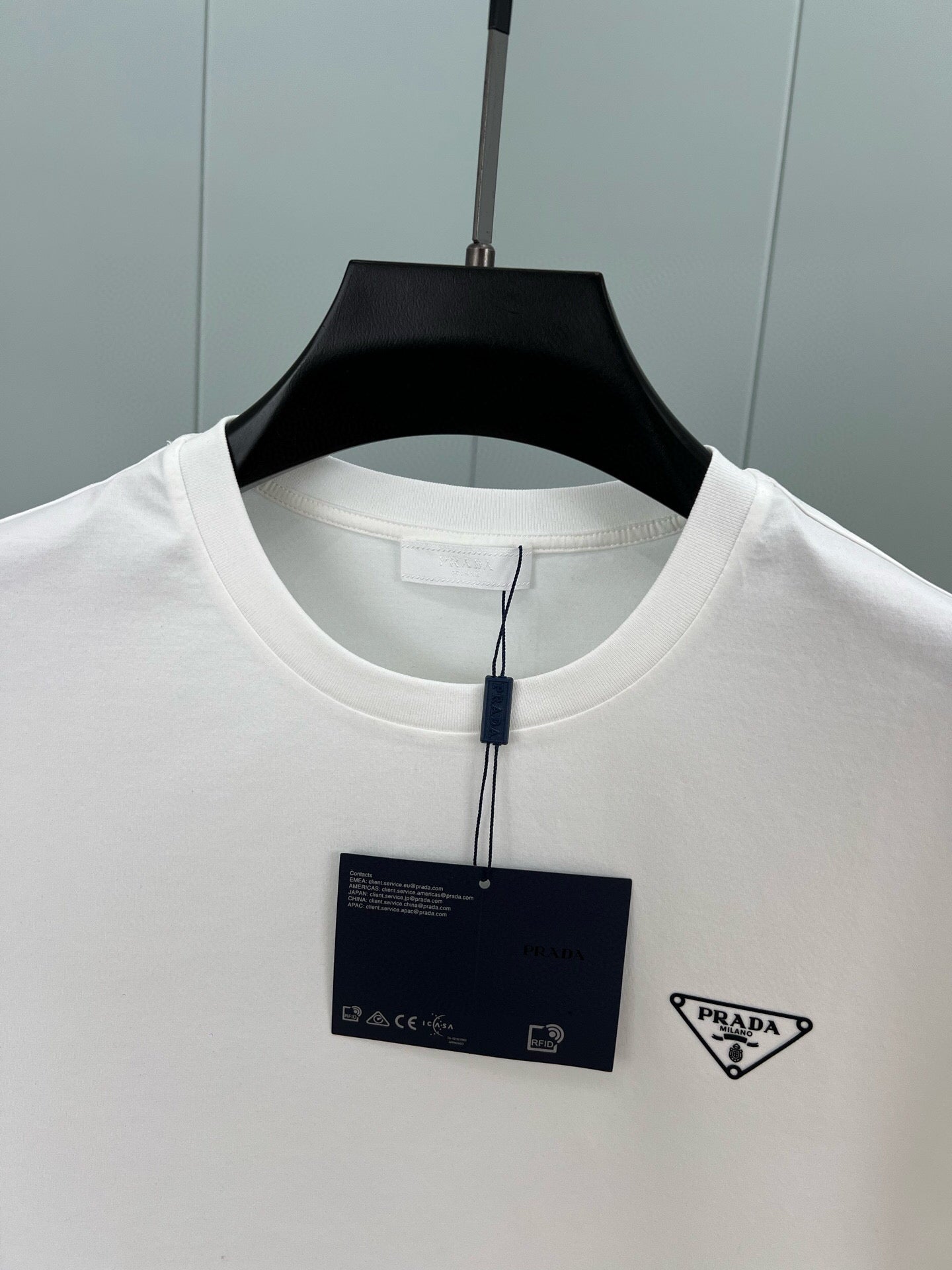 PRADA Men’s 260g Cotton T-Shirt with 3D Inverted Triangle Logo Print | S–XXL