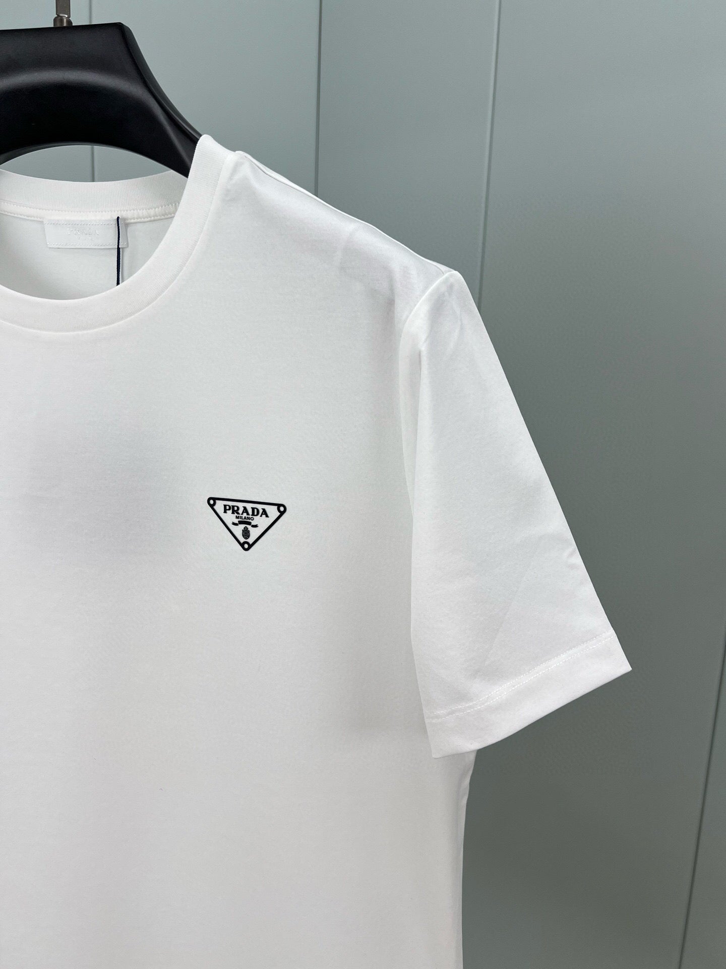 PRADA Men’s 260g Cotton T-Shirt with 3D Inverted Triangle Logo Print | S–XXL