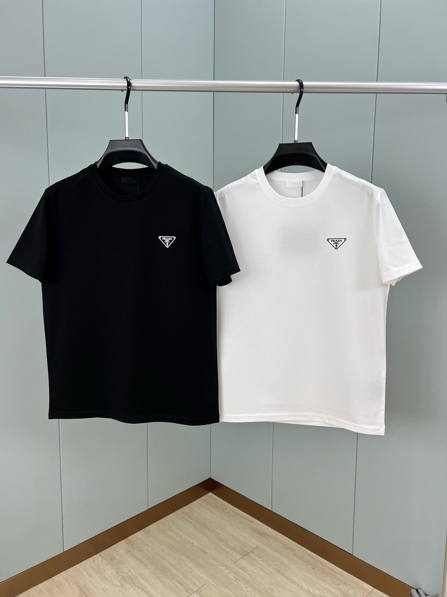 PRADA Men’s 260g Cotton T-Shirt with 3D Inverted Triangle Logo Print | S–XXL
