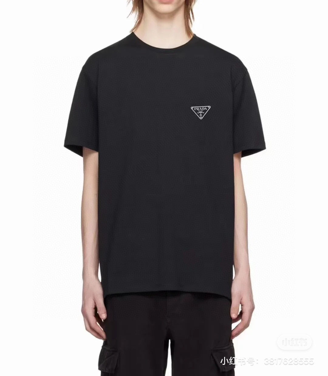 PRADA Men’s 260g Cotton T-Shirt with 3D Inverted Triangle Logo Print | S–XXL