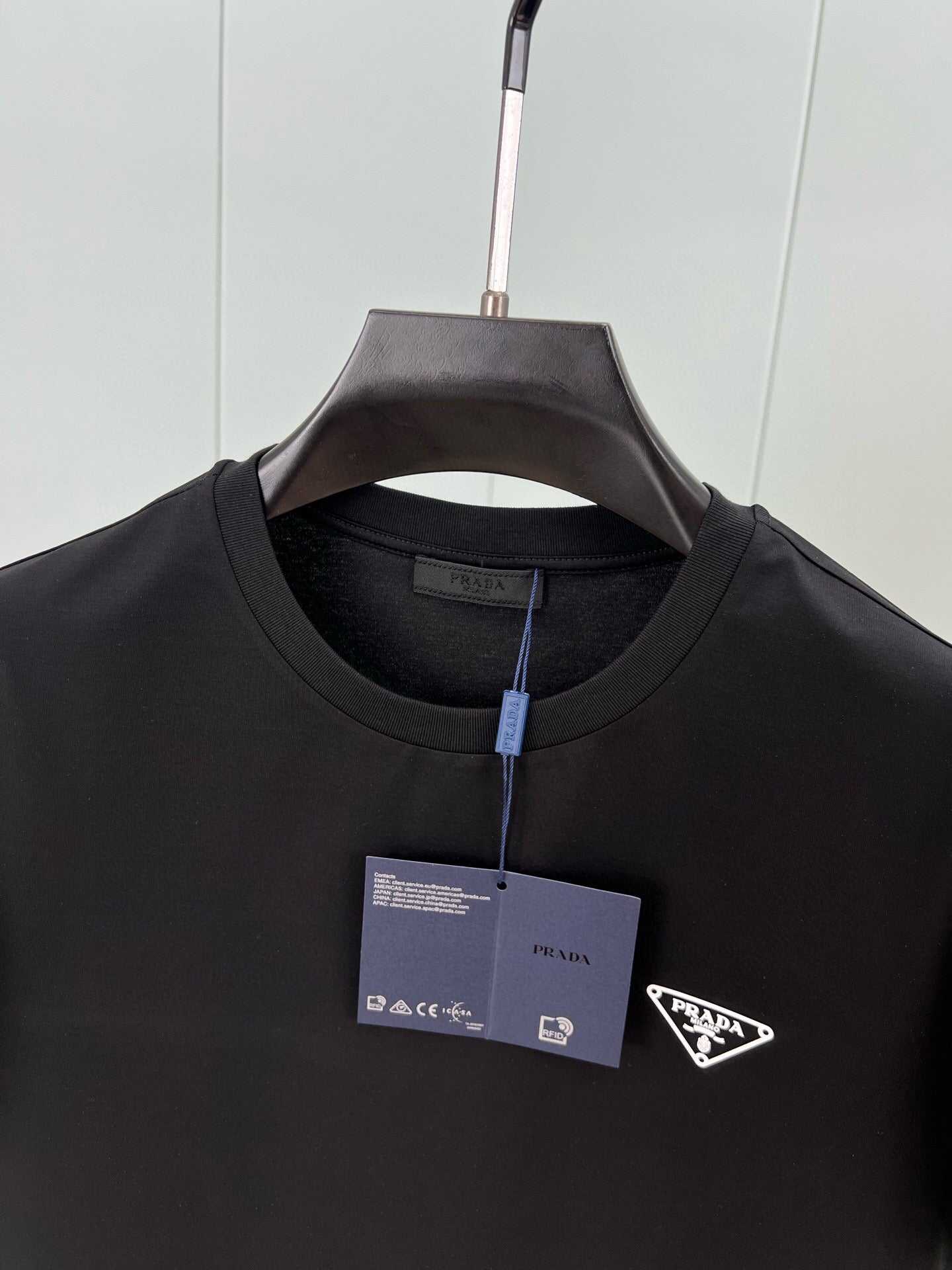 PRADA Men’s 260g Cotton T-Shirt with 3D Inverted Triangle Logo Print | S–XXL