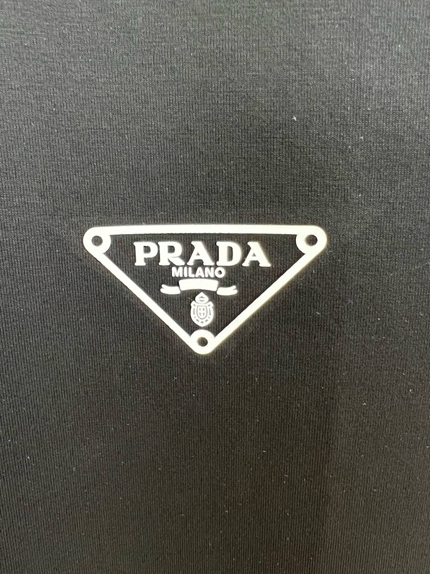 PRADA Men’s 260g Cotton T-Shirt with 3D Inverted Triangle Logo Print | S–XXL