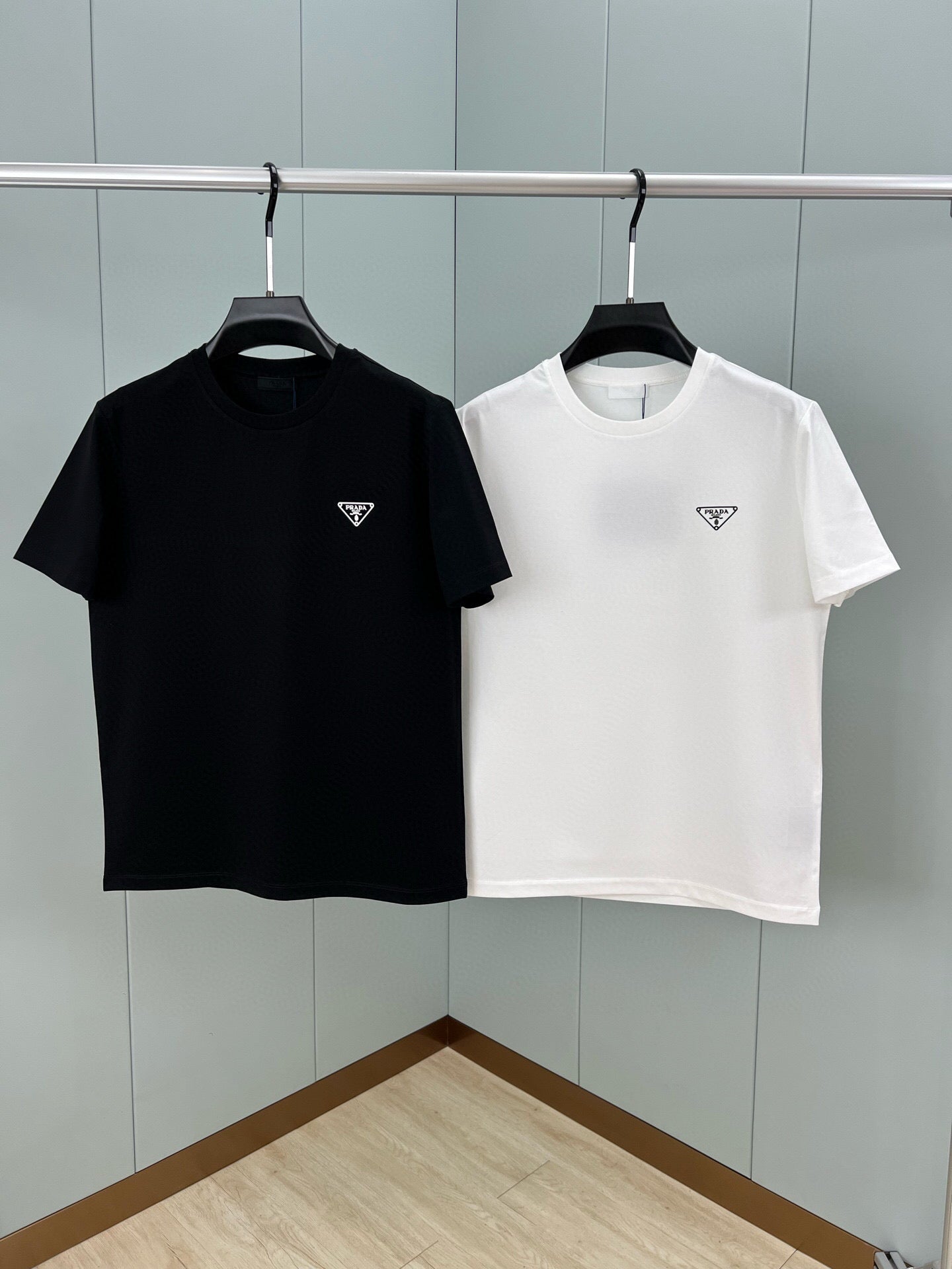 PRADA Men’s 260g Cotton T-Shirt with 3D Inverted Triangle Logo Print | S–XXL