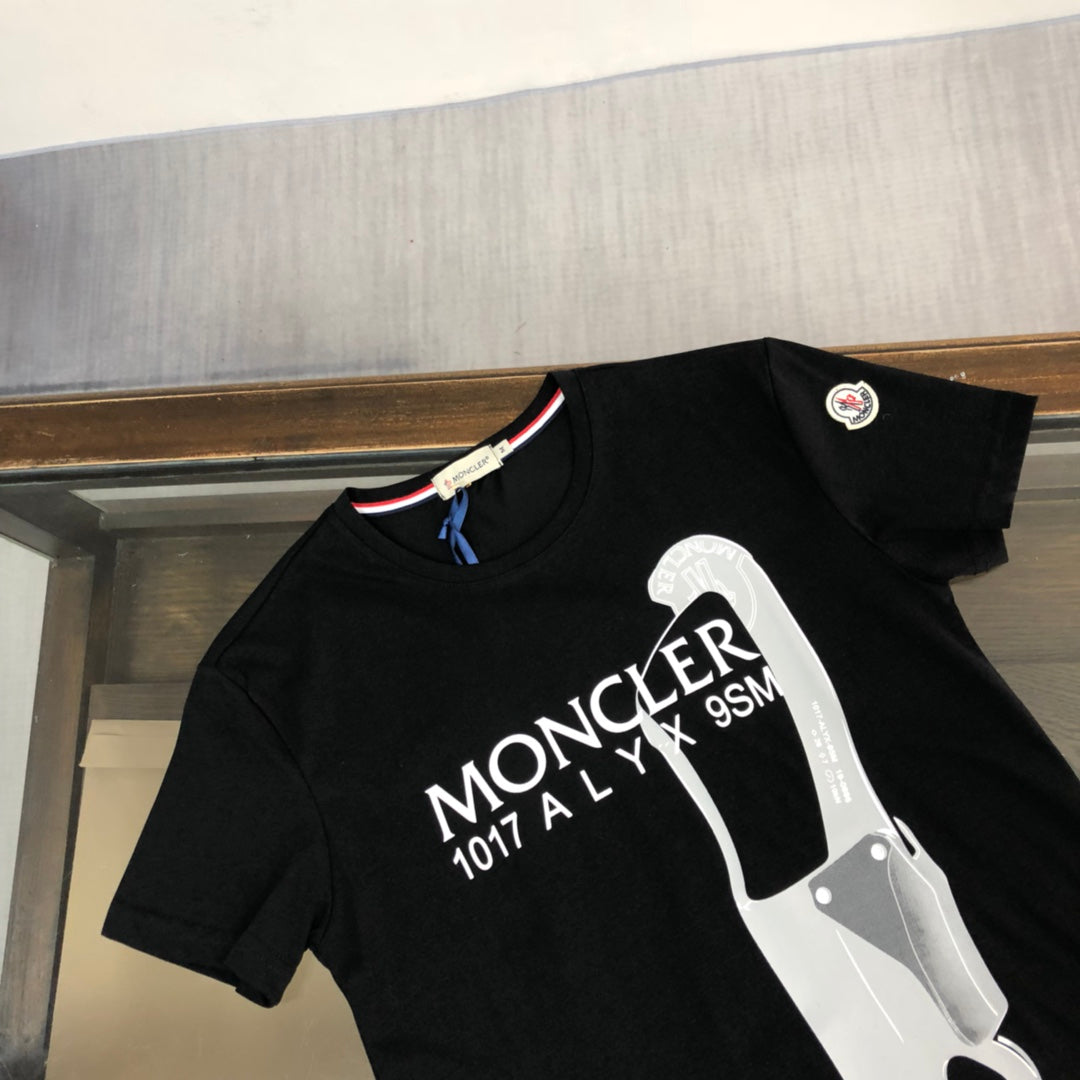 MONCLER Spring New Silky Cotton T-Shirt – Logo Print & Sleeve Patch – Slim Fit – Sizes M–3XL