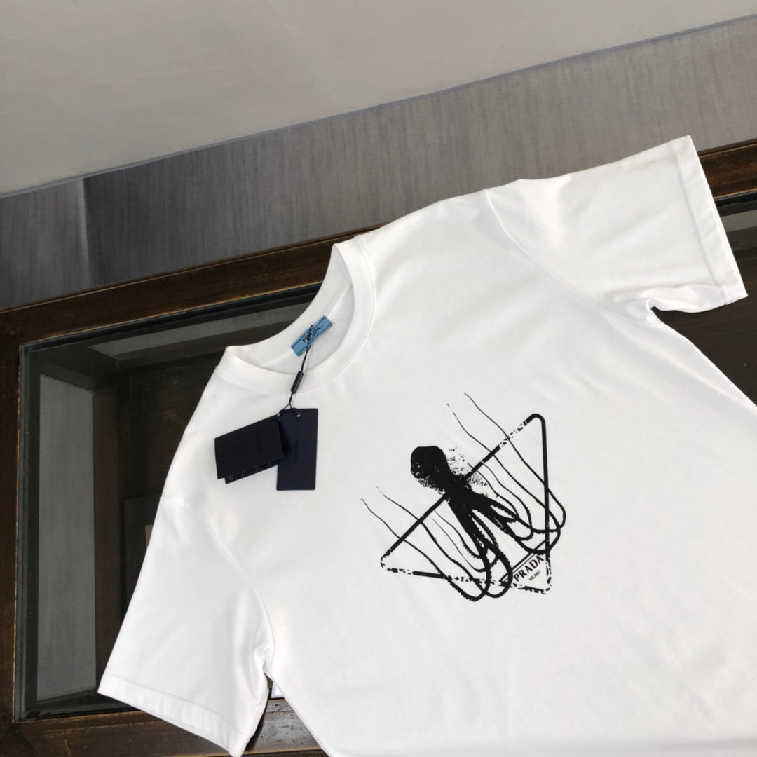 PRADA Men’s Logo Print T-Shirt in Premium 50s Double-Spun Cotton | M–3XL