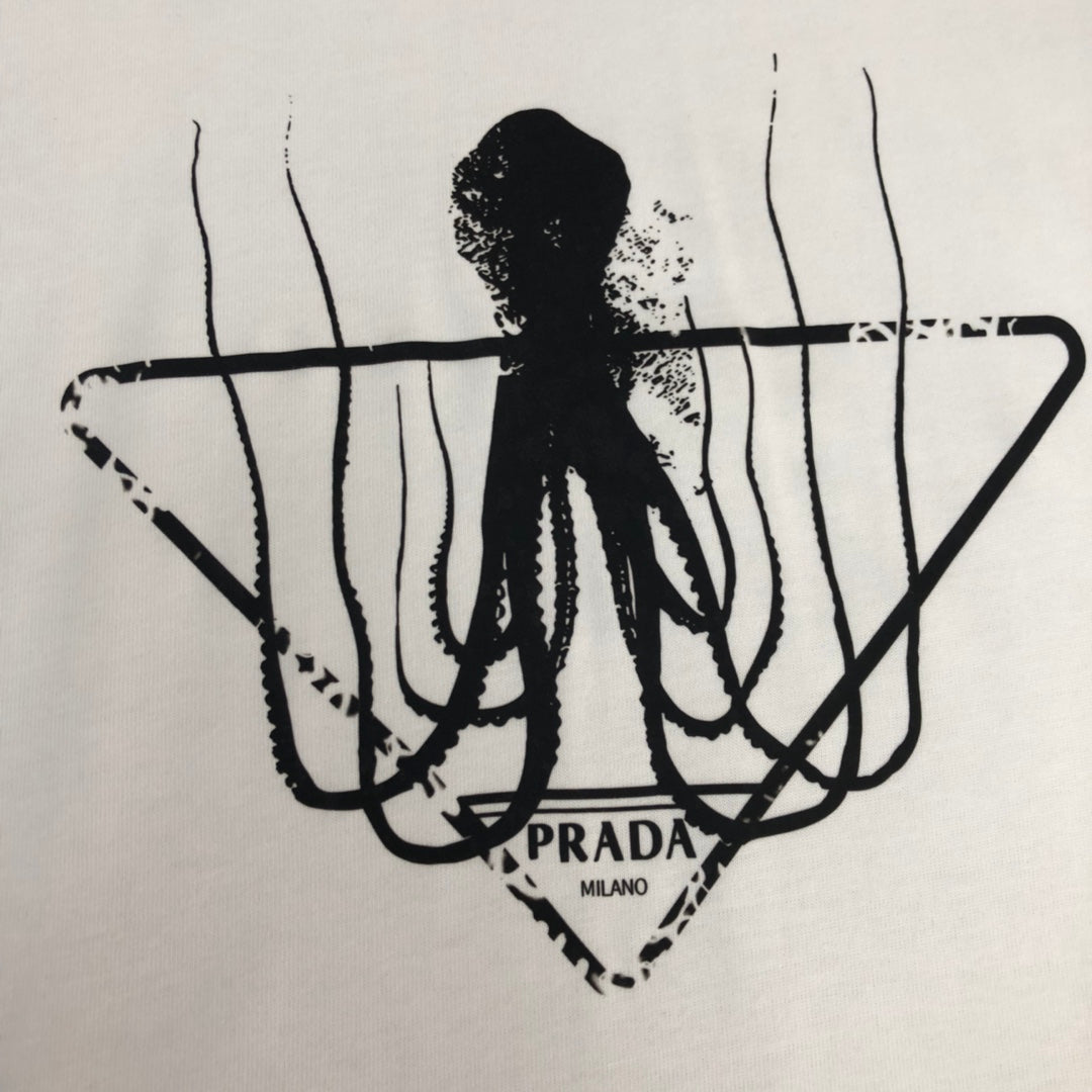PRADA Men’s Logo Print T-Shirt in Premium 50s Double-Spun Cotton | M–3XL