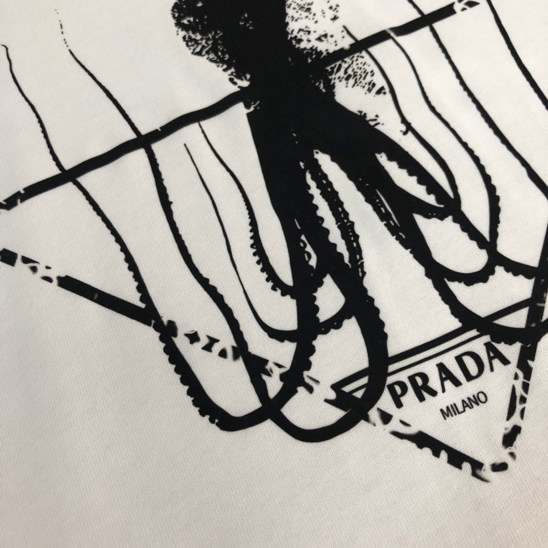 PRADA Men’s Logo Print T-Shirt in Premium 50s Double-Spun Cotton | M–3XL