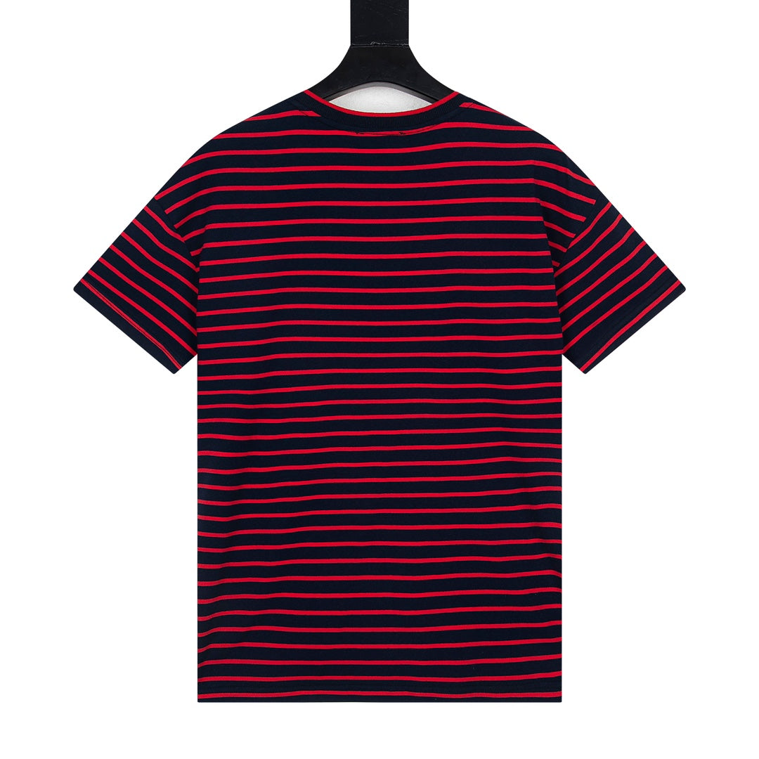 PRADA PRD 23SS Black & Red Striped Knit Cotton-Silk T-Shirt | XS–L
