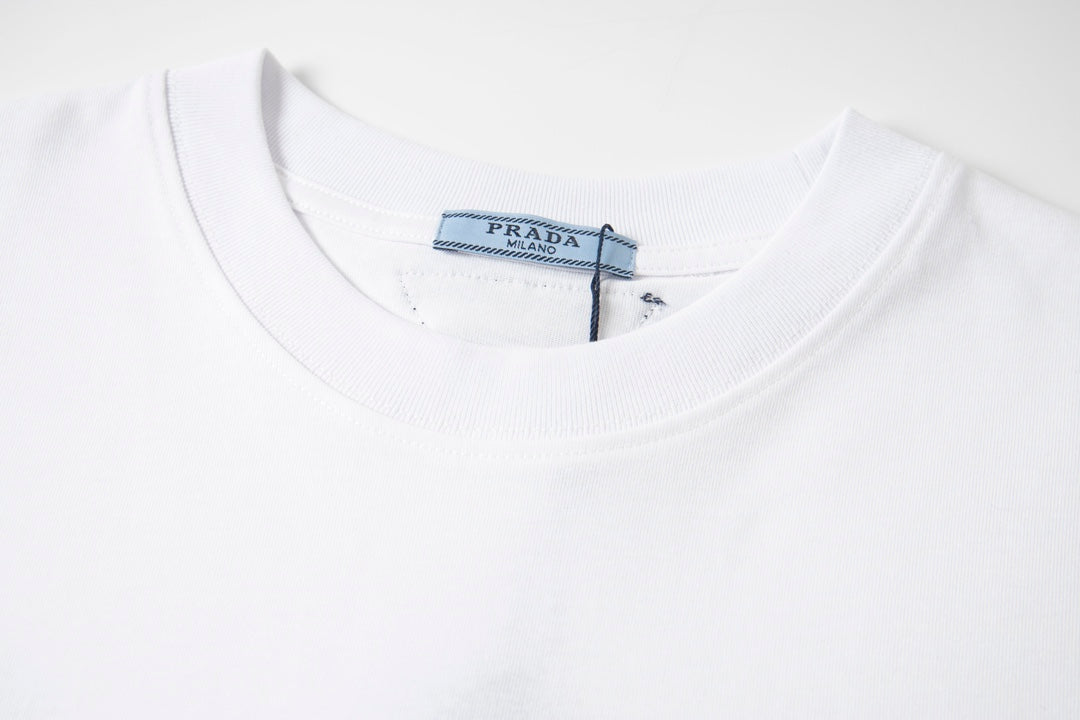 PRADA Distressed Anchor Logo Print Cotton T-Shirt | XS–L