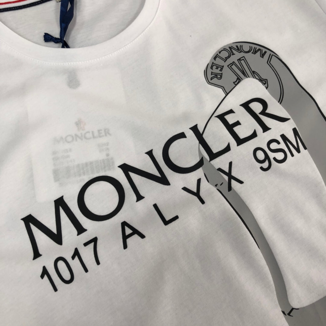 MONCLER Logo Print Slim-Fit T-Shirt – Embroidered Sleeve Patch – Sizes M–3XL