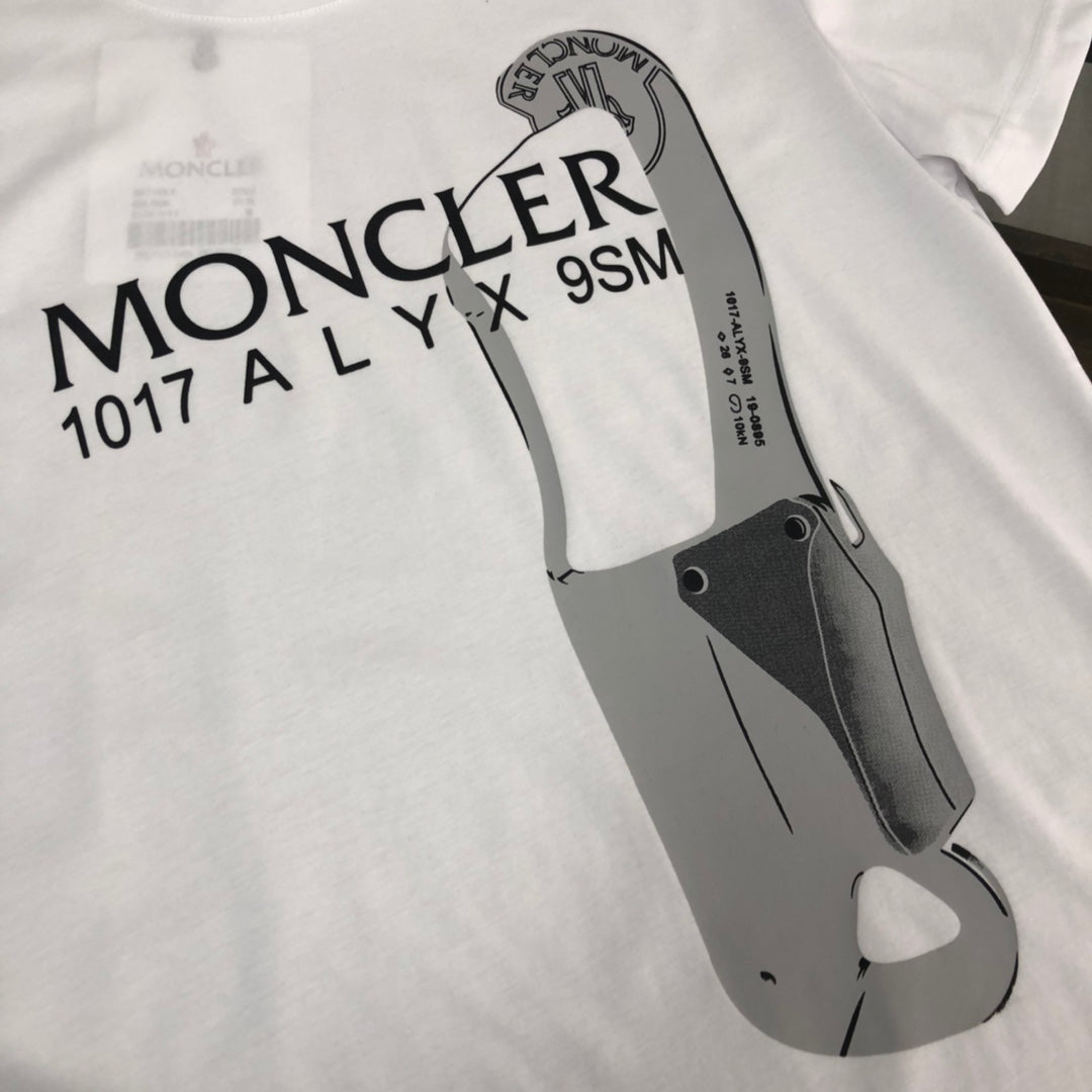 MONCLER Logo Print Slim-Fit T-Shirt – Embroidered Sleeve Patch – Sizes M–3XL