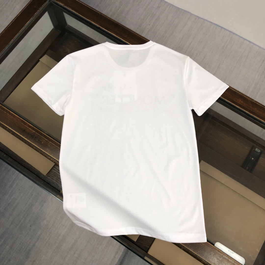 MONCLER Logo Print Slim-Fit T-Shirt – Embroidered Sleeve Patch – Sizes M–3XL