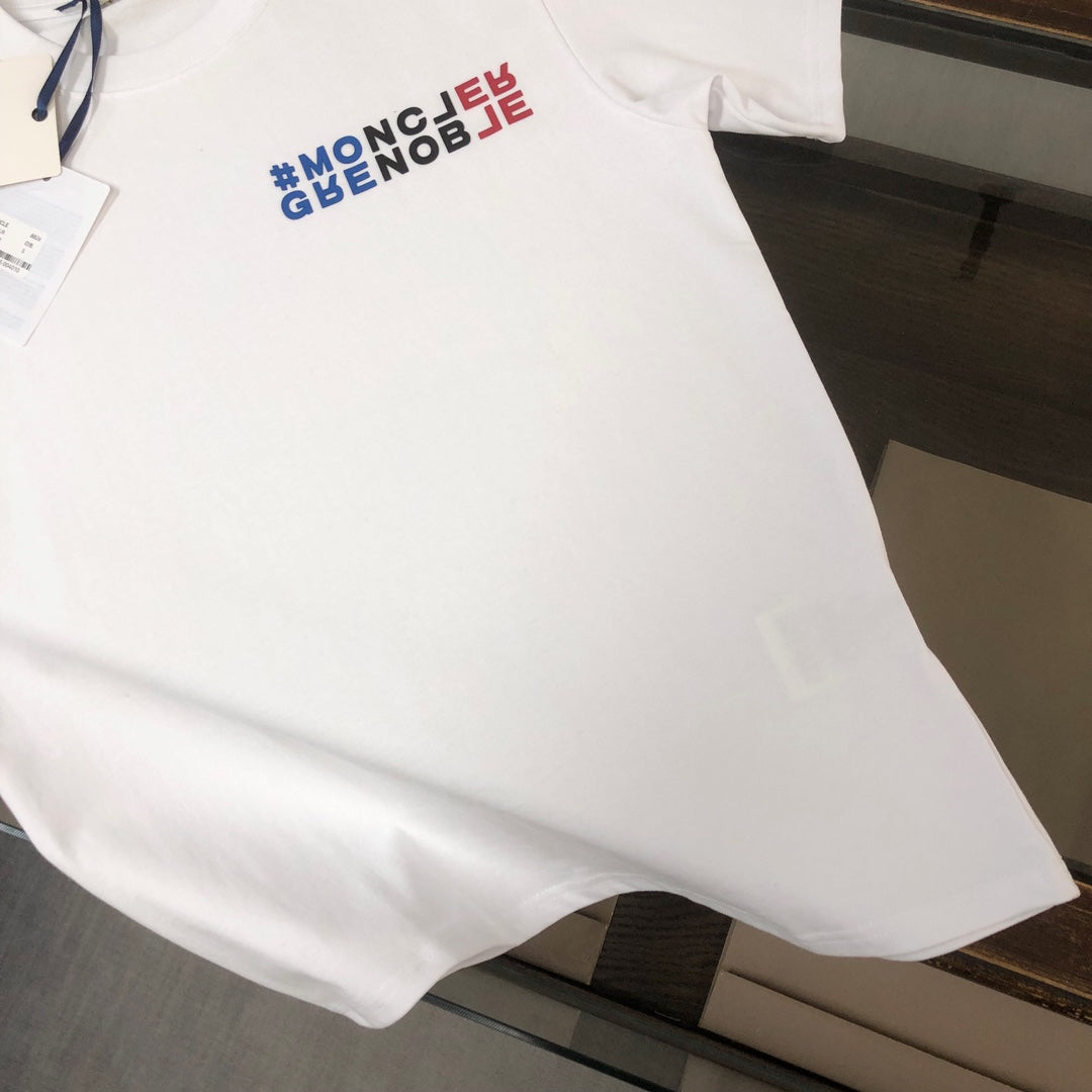 MONCLER Couple’s Cotton T-Shirt – Contrast Silicone Logo Print – Sizes S–XL (Oversized Fit)
