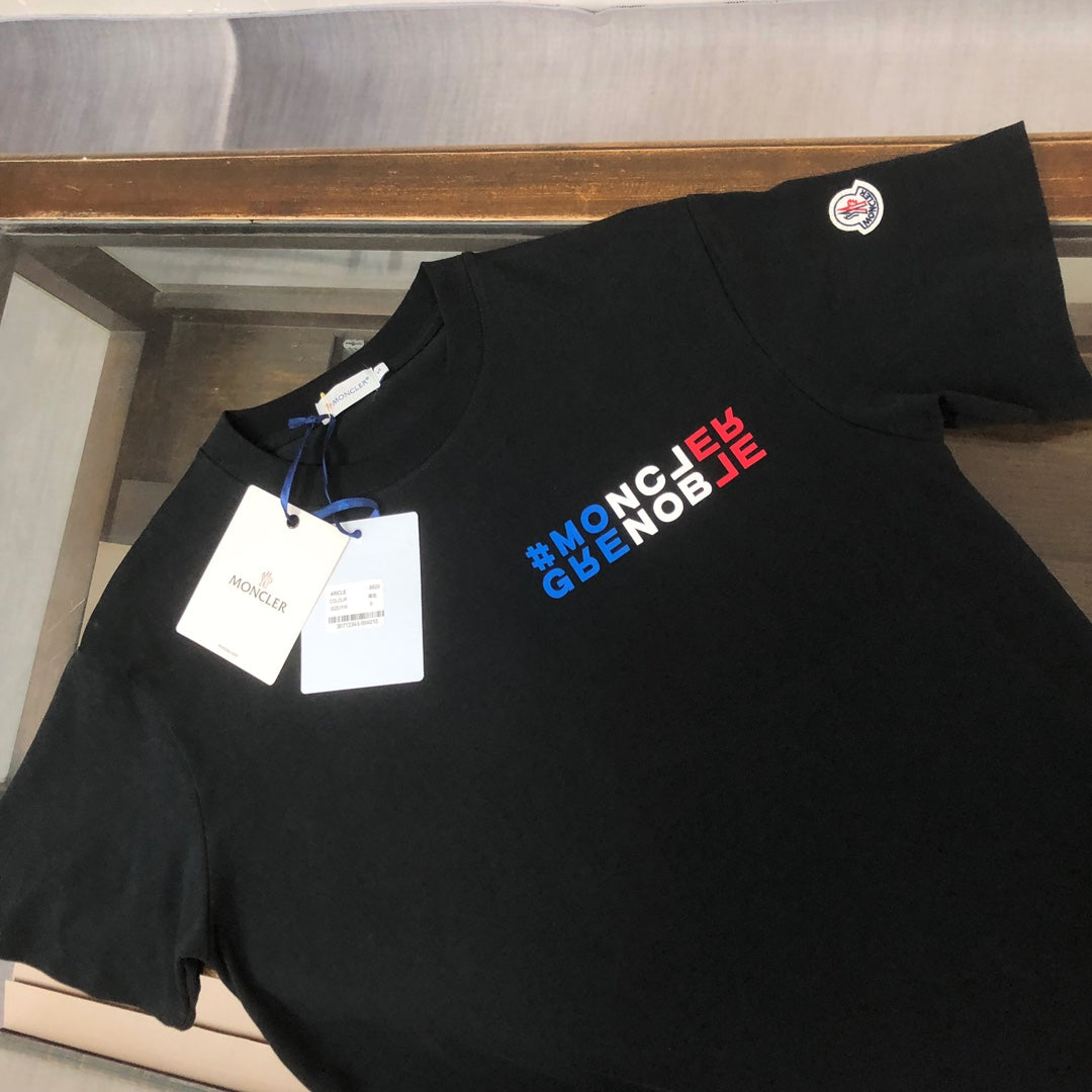MONCLER Couple’s Cotton T-Shirt – Contrast Silicone Logo Print – Sizes S–XL