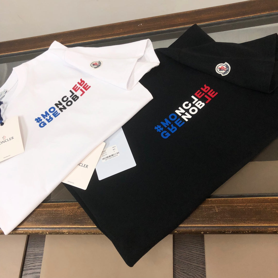 MONCLER Couple’s Cotton T-Shirt – Contrast Silicone Logo Print – Sizes S–XL