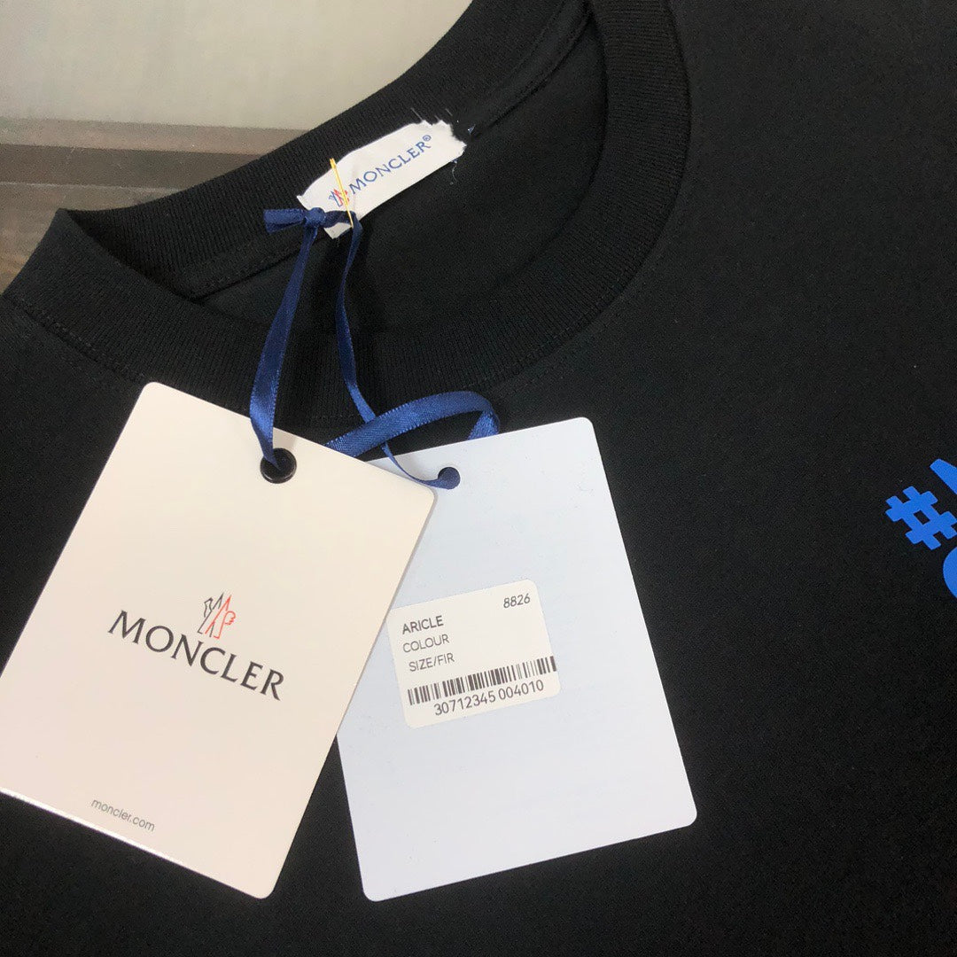 MONCLER Couple’s Cotton T-Shirt – Contrast Silicone Logo Print – Sizes S–XL