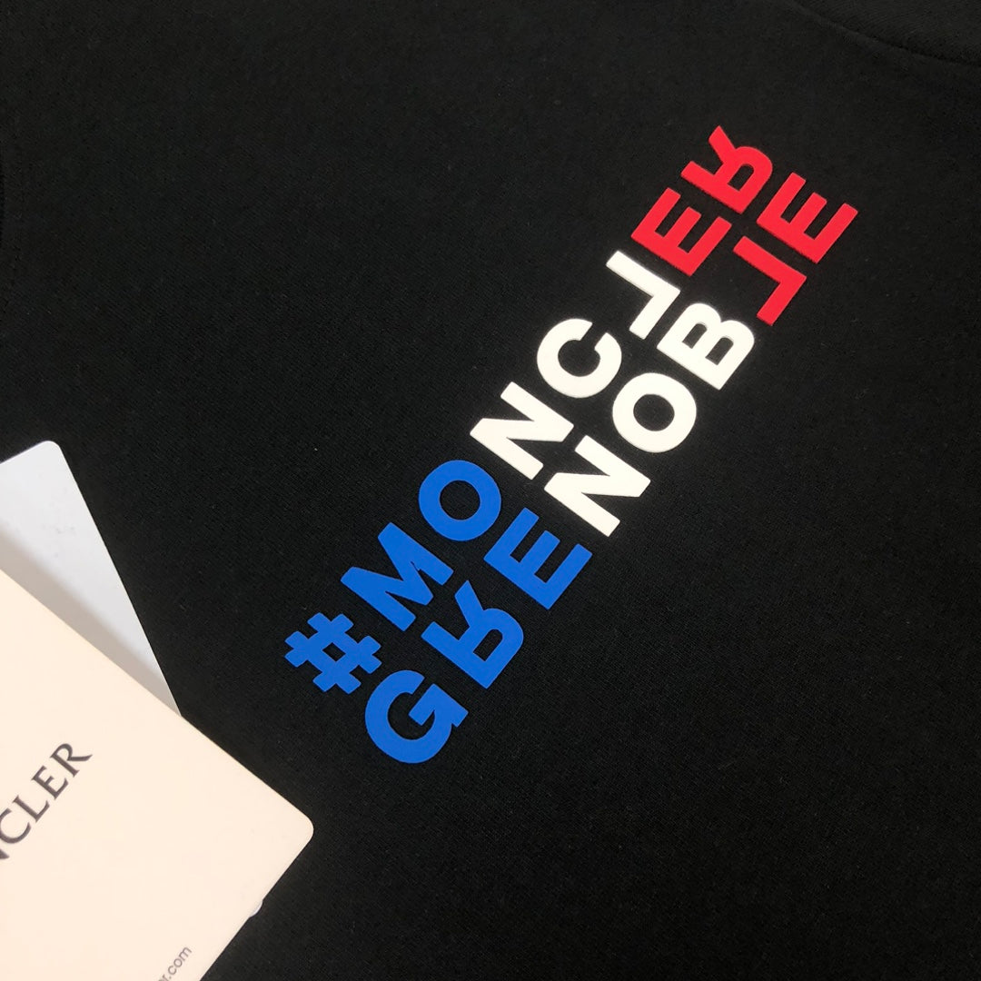 MONCLER Couple’s Cotton T-Shirt – Contrast Silicone Logo Print – Sizes S–XL